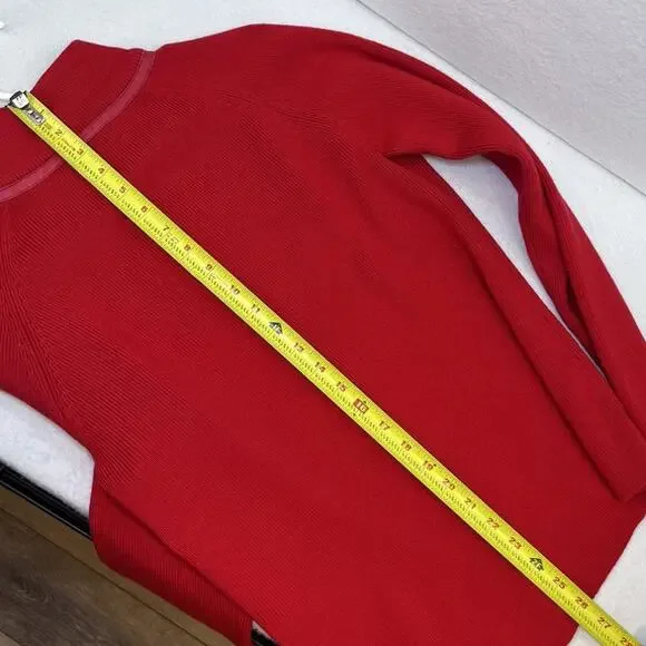 Pendleton full zip leather trim merino wool blend red sweater womens sz S TALL - Picture 12 of 12